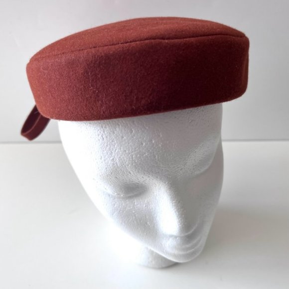 Elegant Brown Wool Pill Box Beret EUC 000 - Picture 4 of 8